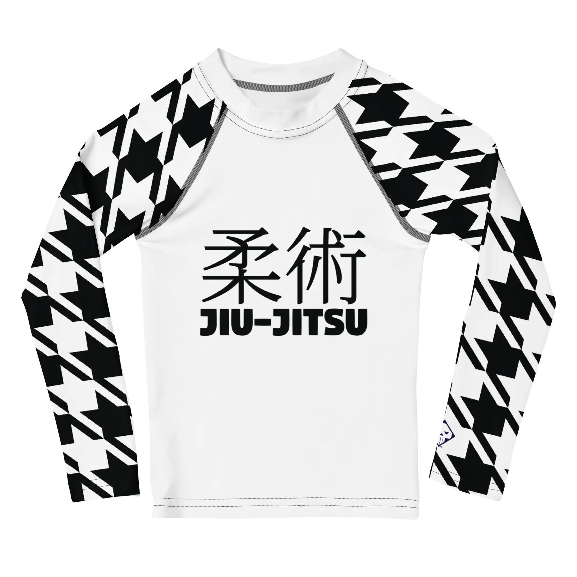 Stand Out on the Mat: Houndstooth Boy's Long Sleeve BJJ Rash Guard