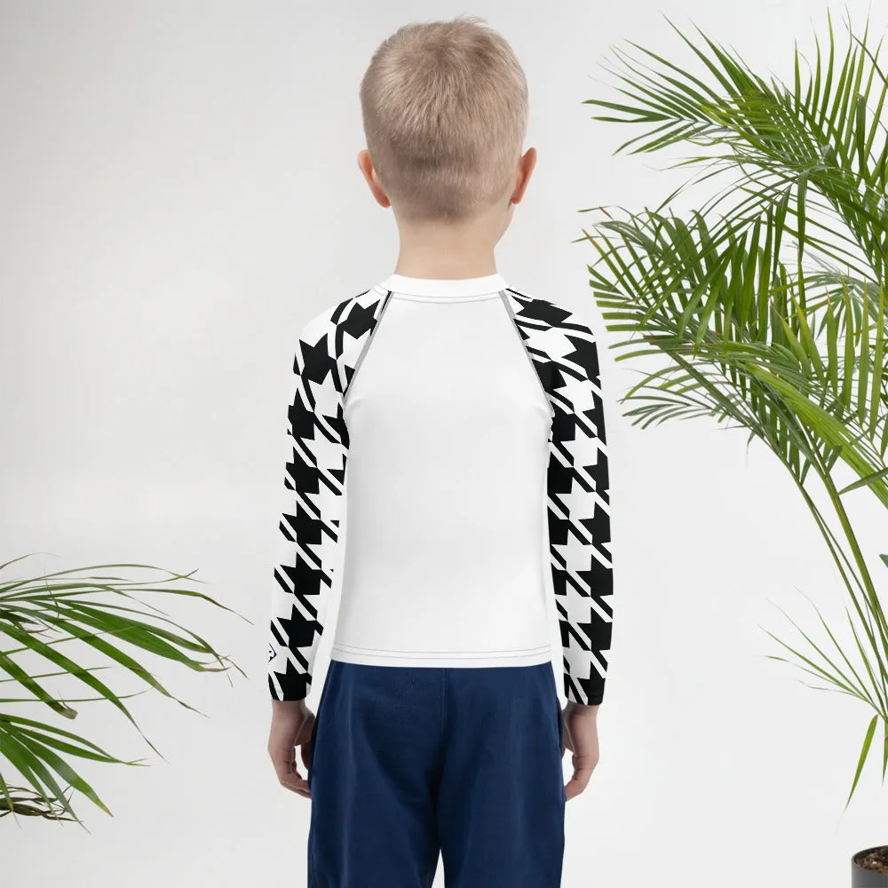 Stand Out on the Mat: Houndstooth Boy's Long Sleeve BJJ Rash Guard