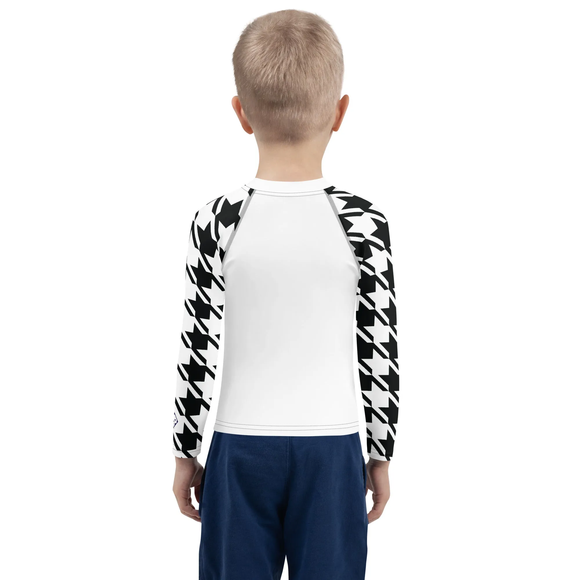 Stand Out on the Mat: Houndstooth Boy's Long Sleeve BJJ Rash Guard