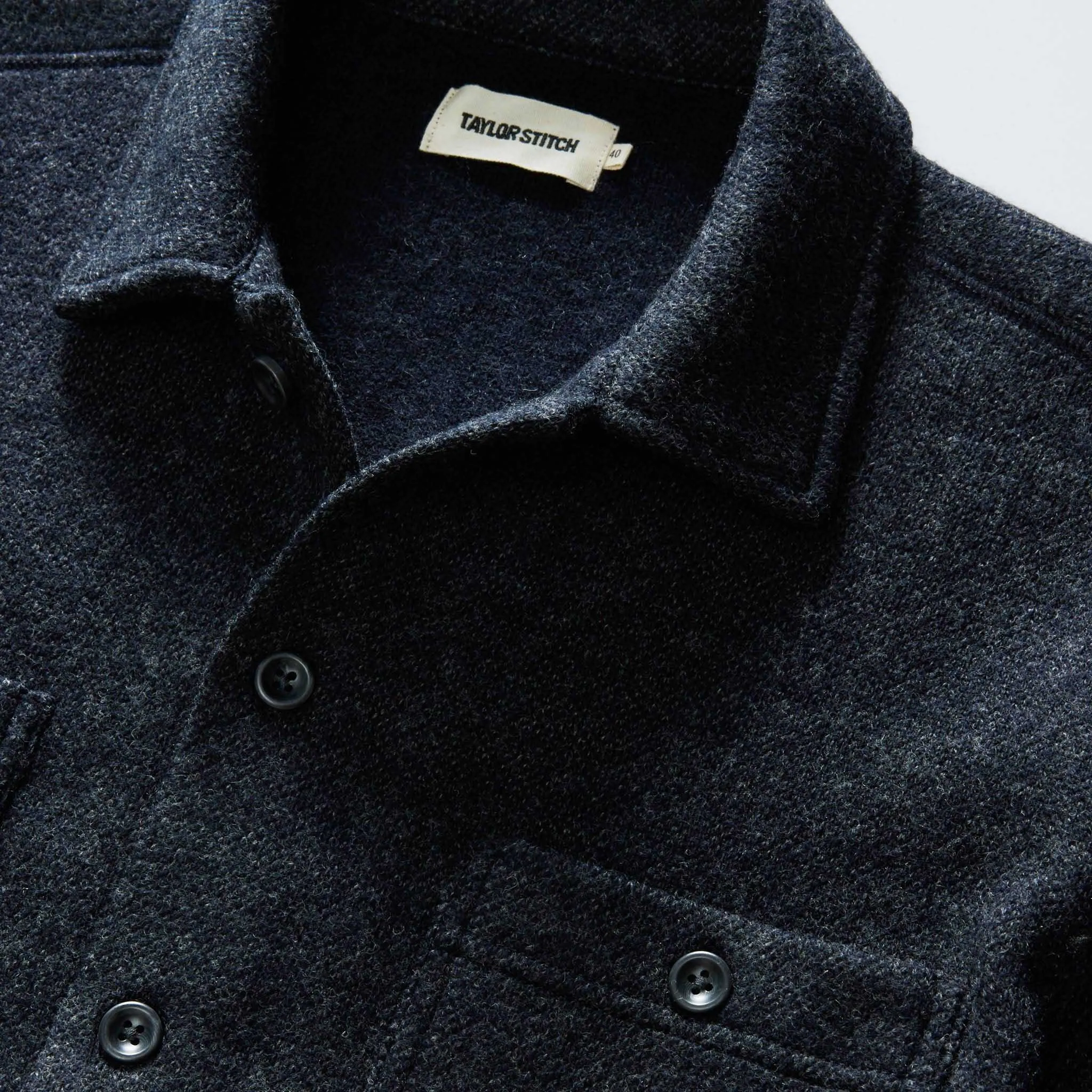 The Evans Overshirt in Navy Birdseye Wool