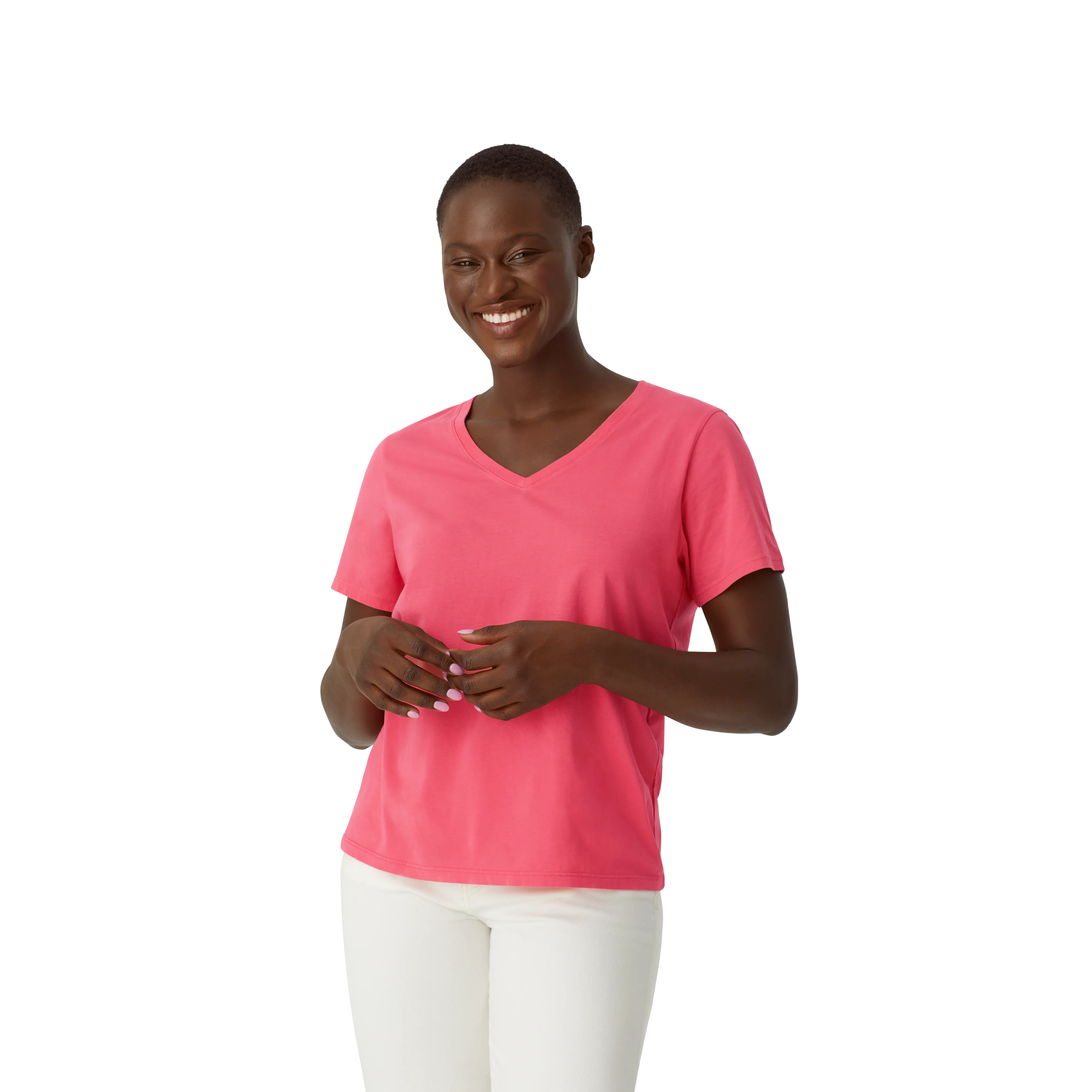 Women's Garment Wash V-Neck T-Shirt